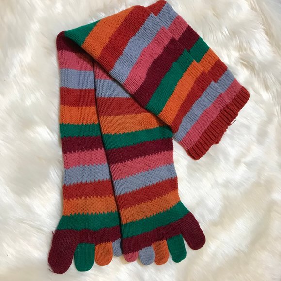 Vintage Accessories - GUC Fun Vintage 70s Rainbow Toe Socks Woman's Knit Hippy Retro Wear Multi-Color